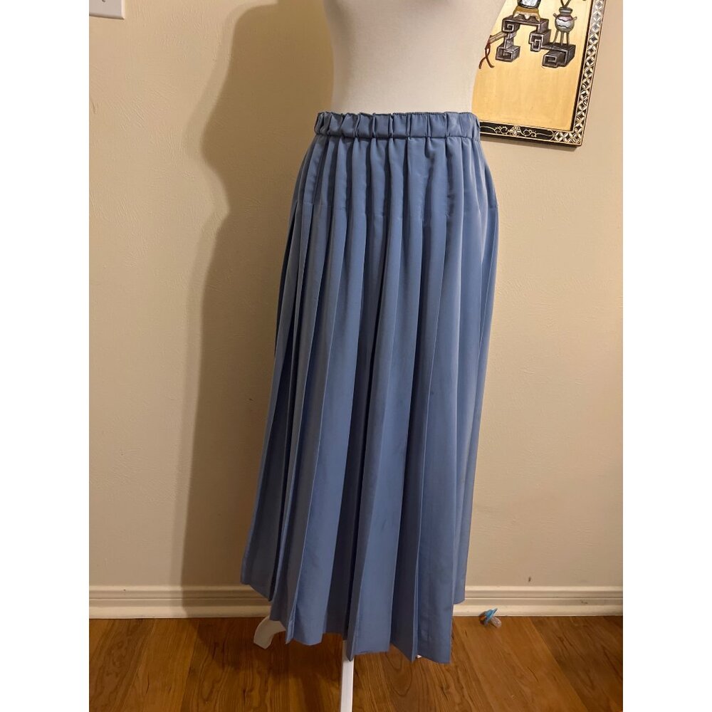 Women’s VTG Chiffon Susan Bristol sky blue pleated ankle length long skirt siz